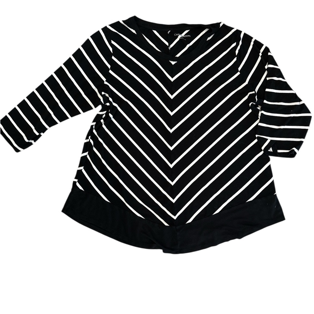 Croft & Barrow Black and White Top Size 1X
